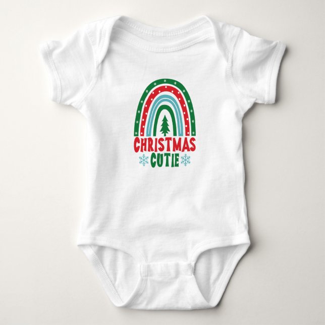 Jul Cutie Baby Bodydräkt Festive Rainbow T Shirt (Framsida)