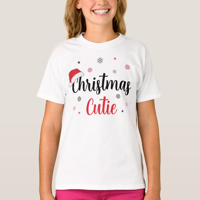 Jul Cutie Santa Hat T Shirt (Framsida)