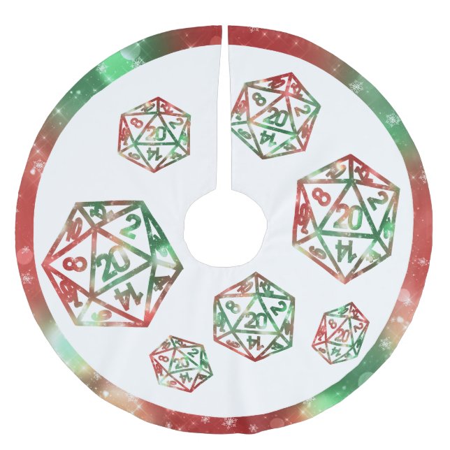 Jul D20 Mönster | Tablop RPG Helgdag Dice Julgransmatta Borstad Polyester (Framsidan)