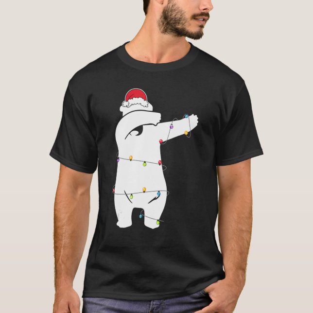 Jul Dabbing Bear Ljus Santa Hat För barn B T Shirt (Framsida)
