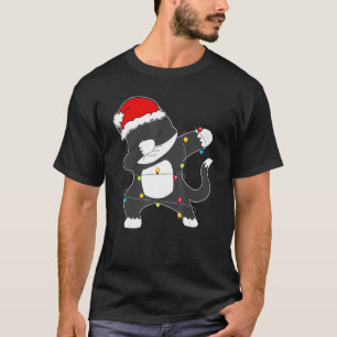 Jul Dabbing Katt Ljus Santa Hatt För Barn Pojkar T Shirt
