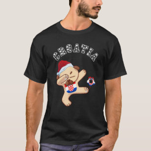 Jul Dabbing Mops Hund Kroatisk Flagga Kroatisk F T Shirt