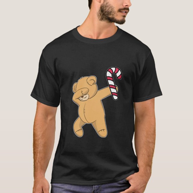 Jul Dabbing Nalle Candy cane Dance Gift T Shirt (Framsida)