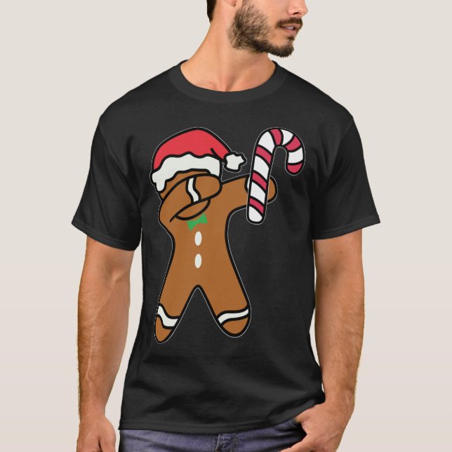 Jul Dabbing Pepparkaksgubbe Candy cane Dance T Shirt (Framsida)