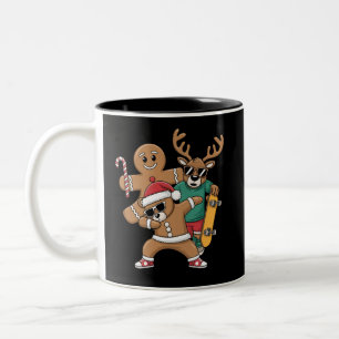 Jul Dabbing Santa Bear Skate Reindeer Julafton Två-Tonad Mugg