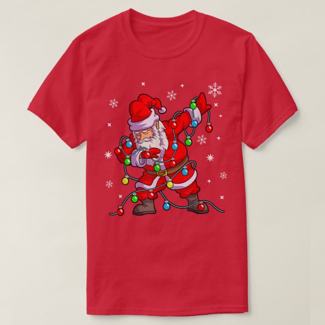 Jul Dabbing Santa Julafton Träd Ljus jul jul T Shirt (Design framsida)