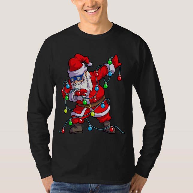 Jul Dabbing Santa Träd Ljus T Shirt (Framsida)