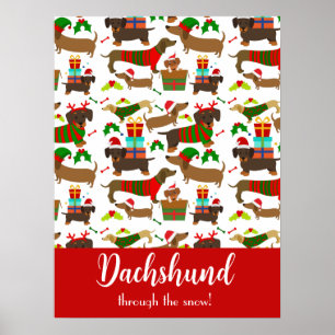 Jul Dachshund Funny Helgdag Poster