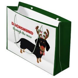 Jul Dachshund genom Snö Reindeer Hund