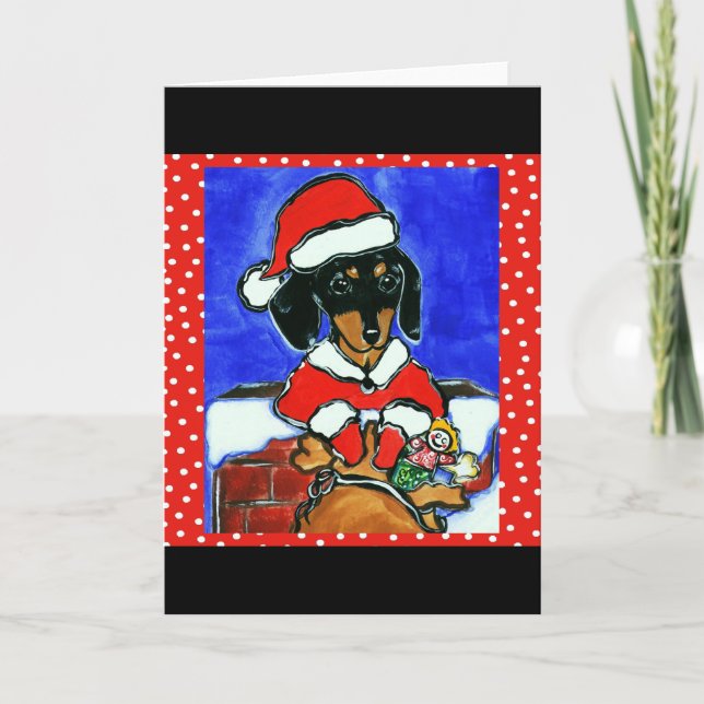 Jul Dachshund Helgkort (Framsida)