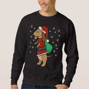 Jul Dachshund Hund Cute Wiener Hundar Julafton Lång Ärmad Tröja