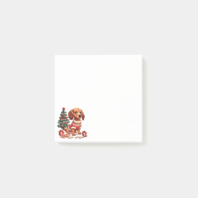 Jul Dachshund Hund Helgdag Cookies Post-it Block (Framsida)