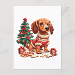 Jul Dachshund Hund Helgdag Cookies Vykort
