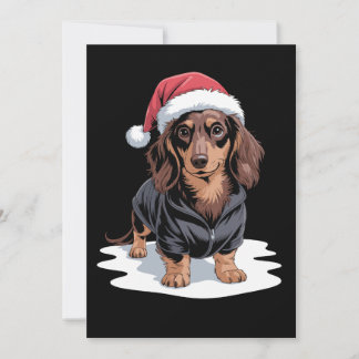 Jul Dachshund Hund Mamma Pappa Tomtehatt Xmas Inbjudningar