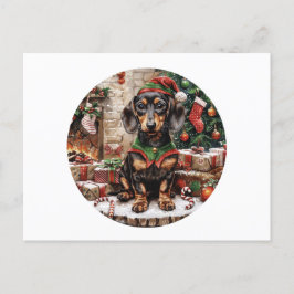 Jul Dachshund Hundar Elf Helg Vykort
