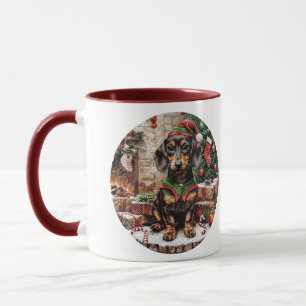 Jul Dachshund Hundar Elf Mugg