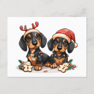 Jul Dachshund Hundar Helg Vykort