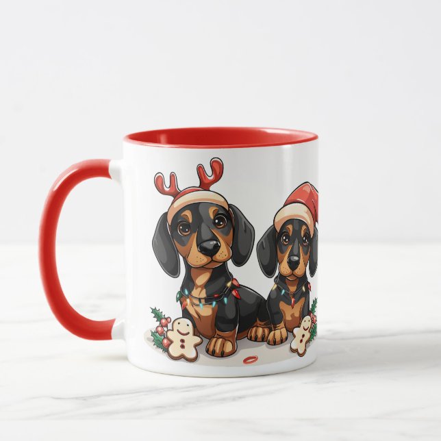 Jul Dachshund Hundar Mugg (Vänster)