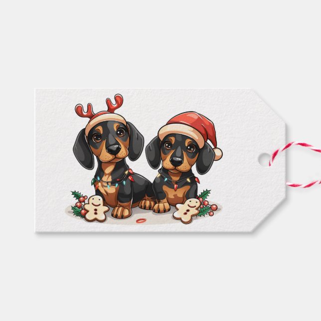 Jul Dachshund Hundar Presentetikett (Framsidan (Horizontal))