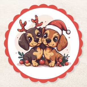 Jul Dachshund Hundar Underlägg Papper