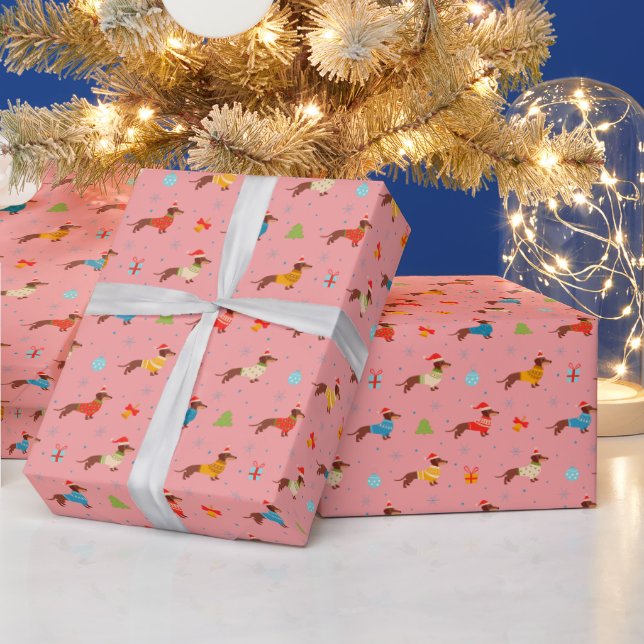 Jul Dachshund I Vinter Stickade Tröjor  Presentpapper (Helgdagar)