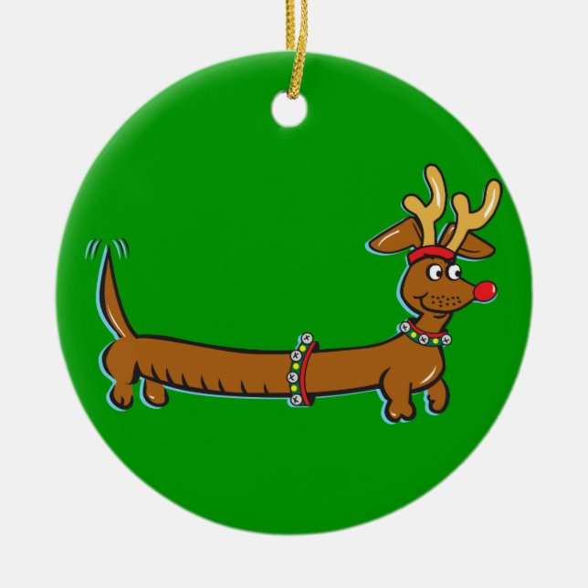 Jul Dachshund Julgransprydnad Keramik (Framsidan)