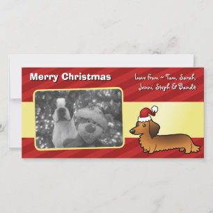 Jul Dachshund (långhåriget) Julkort