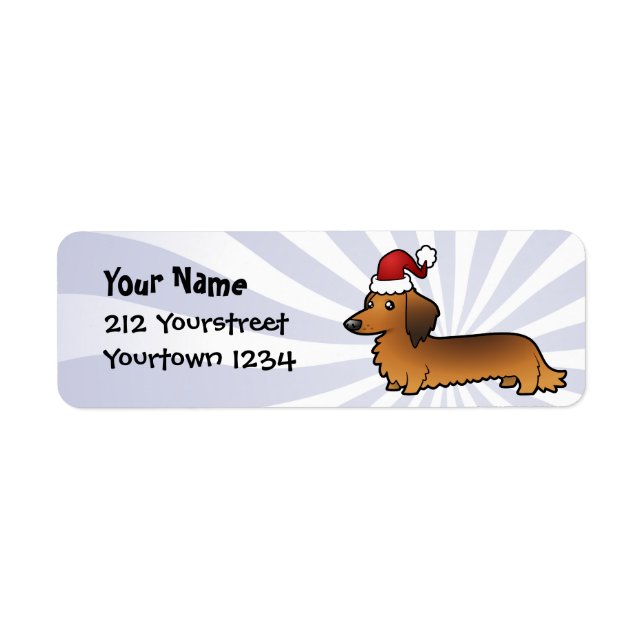 Jul Dachshund (långhåriget) Returadress Etikett (Framsidan)