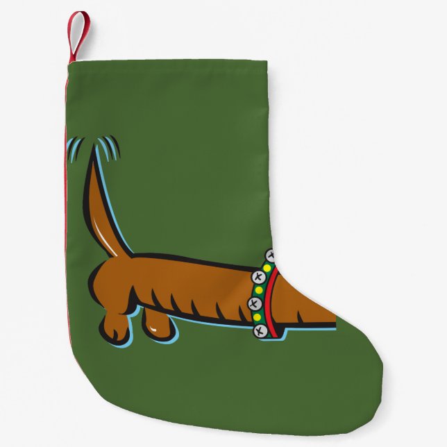 Jul Dachshund Liten Julstrumpa (Framsidan)