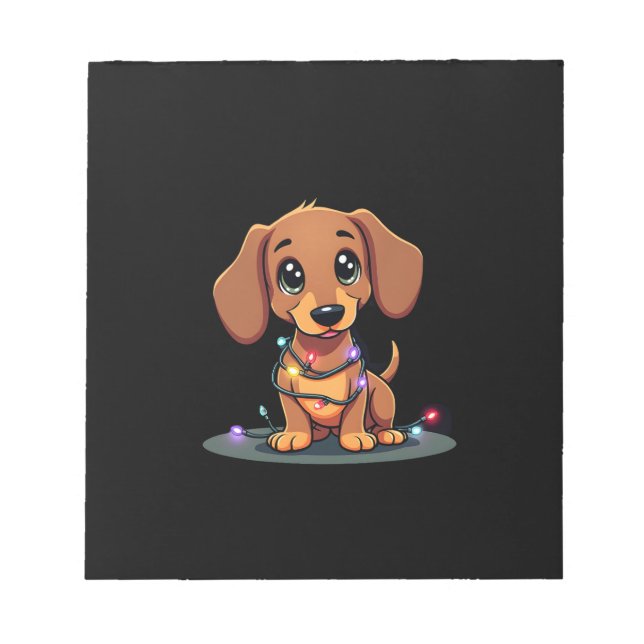 Jul Dachshund Ljus (1) Anteckningsblock (Framsida)