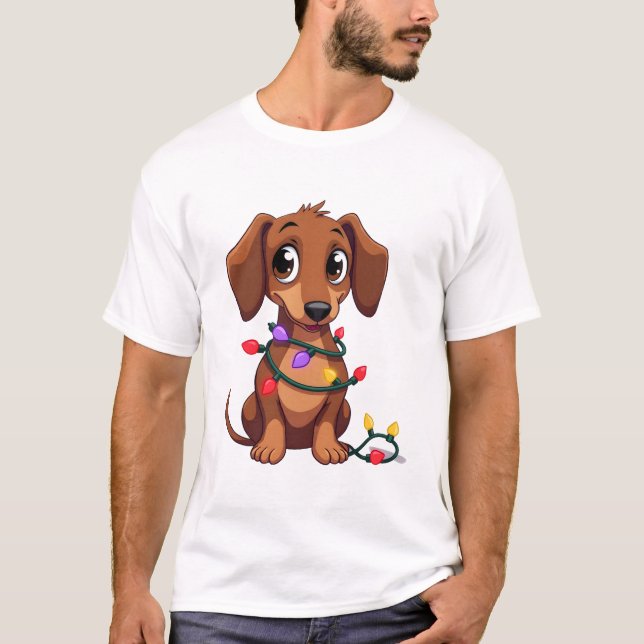 Jul Dachshund Ljus (3) T Shirt (Framsida)