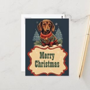 Jul Dachshund-målning Vykort
