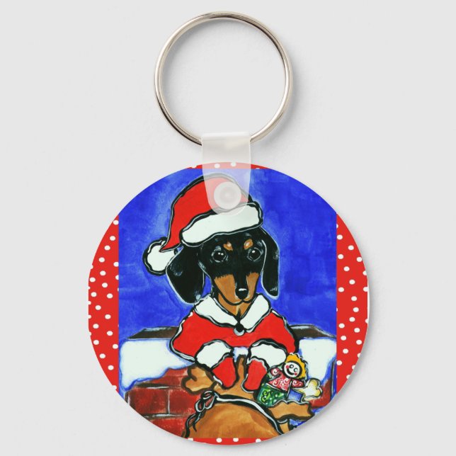 Jul Dachshund Nyckelring (Framsida)