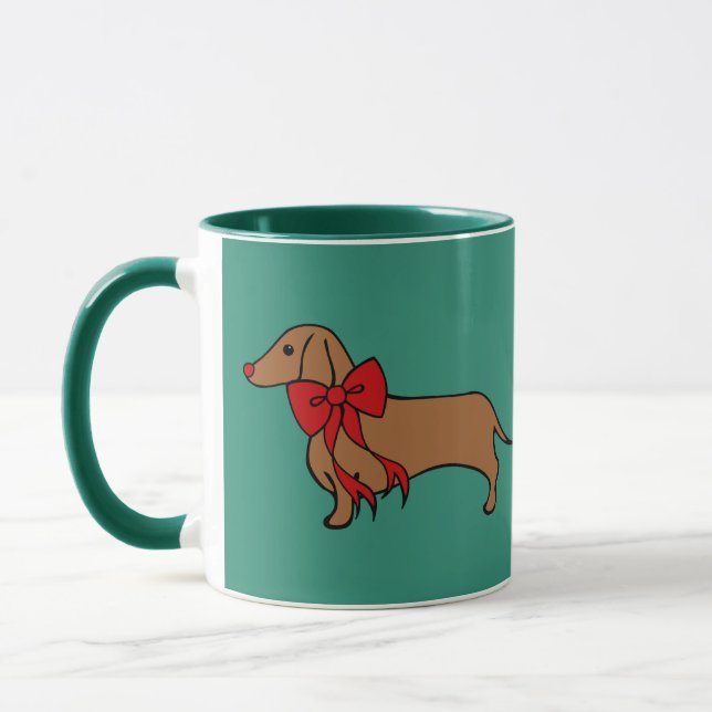 Jul Dachshund Puppy Coffee Mugg (Vänster)
