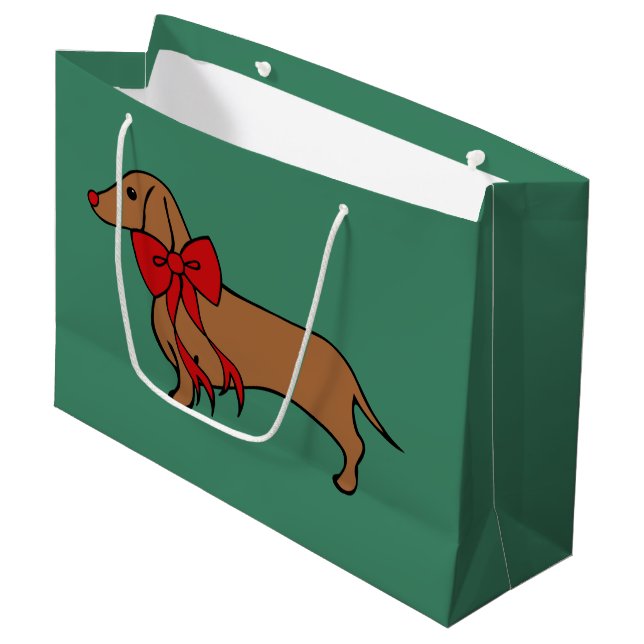 Jul Dachshund Puppy Gift Bag (Framsidan Vinklad)