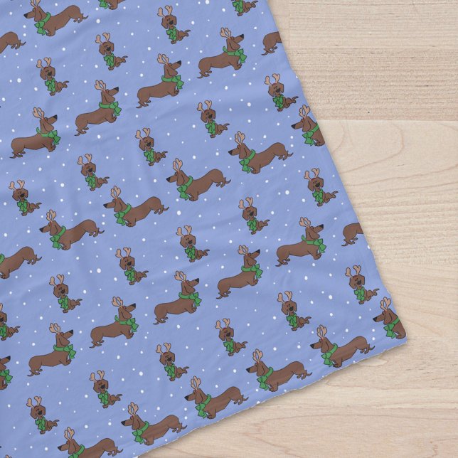 Jul Dachshund Reindeer Cute Mönster Fleecefilt (Skapare uppladdad)