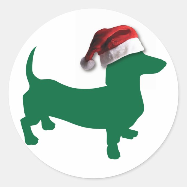 Jul Dachshund Runt Klistermärke (Framsida)