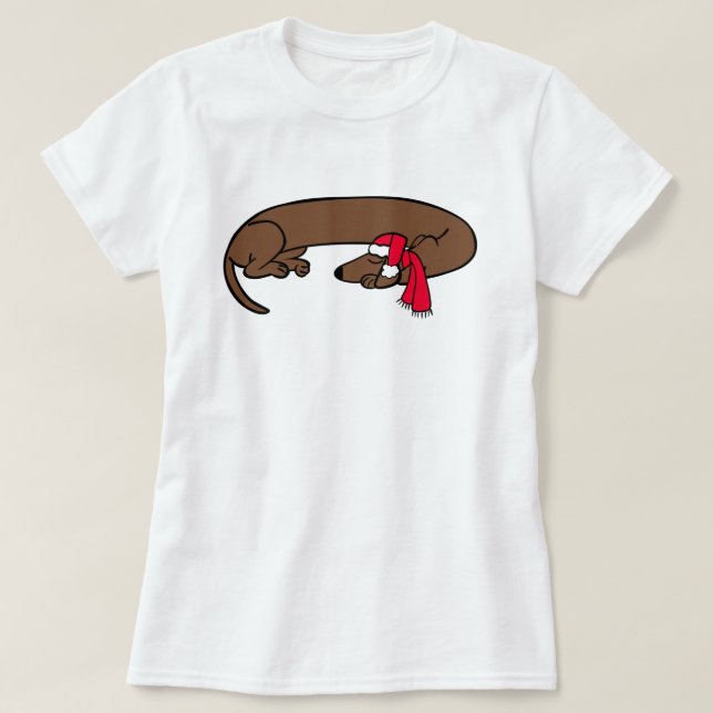 Jul Dachshund Sleeping T-Shirt (Design framsida)