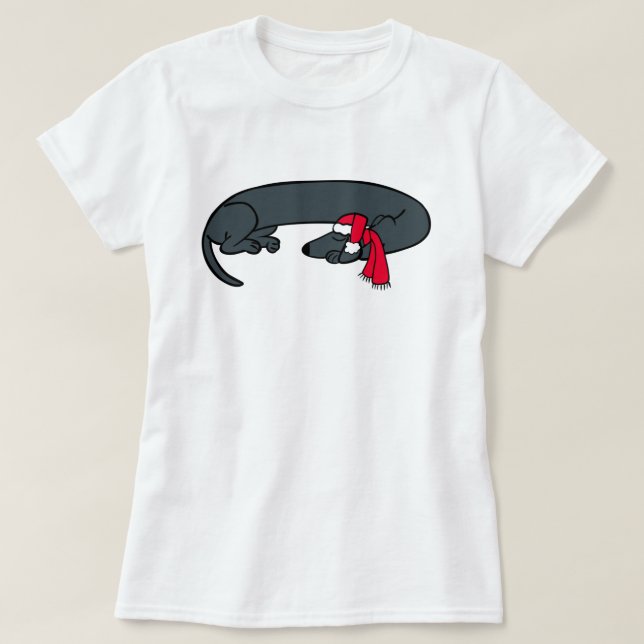 Jul Dachshund Sleeping T-Shirt (Design framsida)