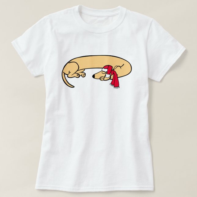 Jul Dachshund Sovande T-Shirt (Design framsida)