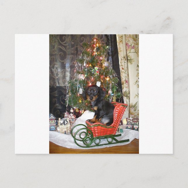 Jul Dachshund Stil Helg Vykort (Framsida)