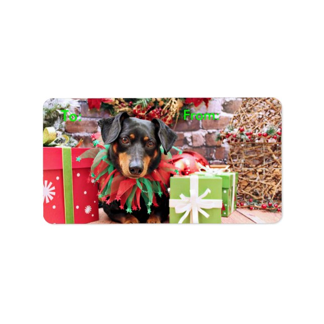 Jul - Dachshund - Tanner Adressetikett (Framsidan)