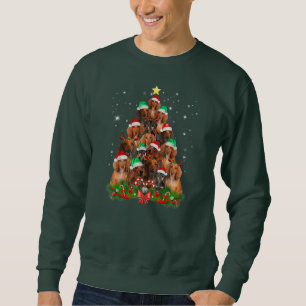 Jul Dachshund träd Funny Pajamas Julafton  Lång Ärmad Tröja