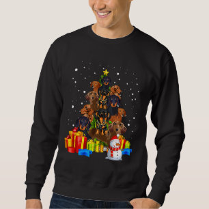 Jul Dachshund Träd Funny Pajamas Lång Ärmad Tröja