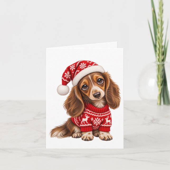 Jul Dachshund Valp Kort (Framsida)