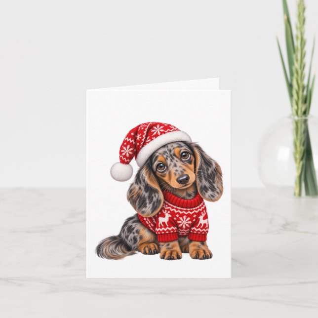 Jul Dachshund Valp Kort (Framsida)