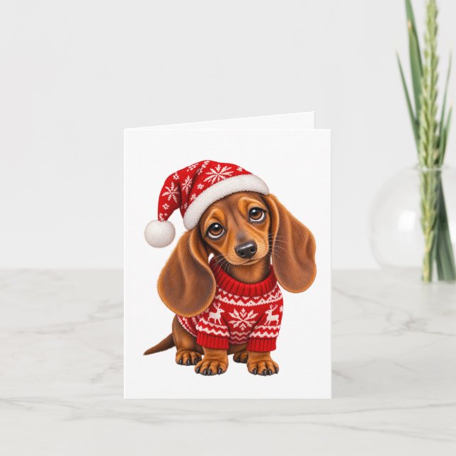 Jul Dachshund Valp Kort (Framsida)