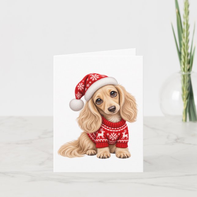 Jul Dachshund Valp Kort (Framsida)