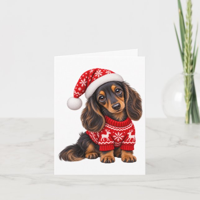 Jul Dachshund Valp Kort (Framsida)