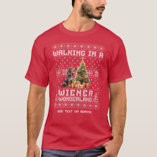 Jul Dachshund Walking i ett Wiener Wonderland T Shirt